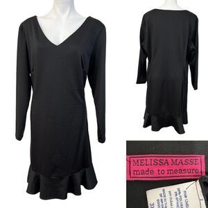 Melissa Masse Made to Measure dress plus size 3x black‎ long sleeve stretchy